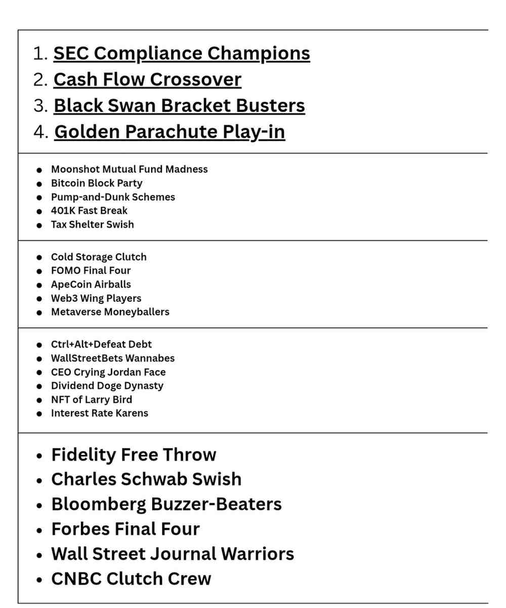 500+ finance related march madness bracket names 2025