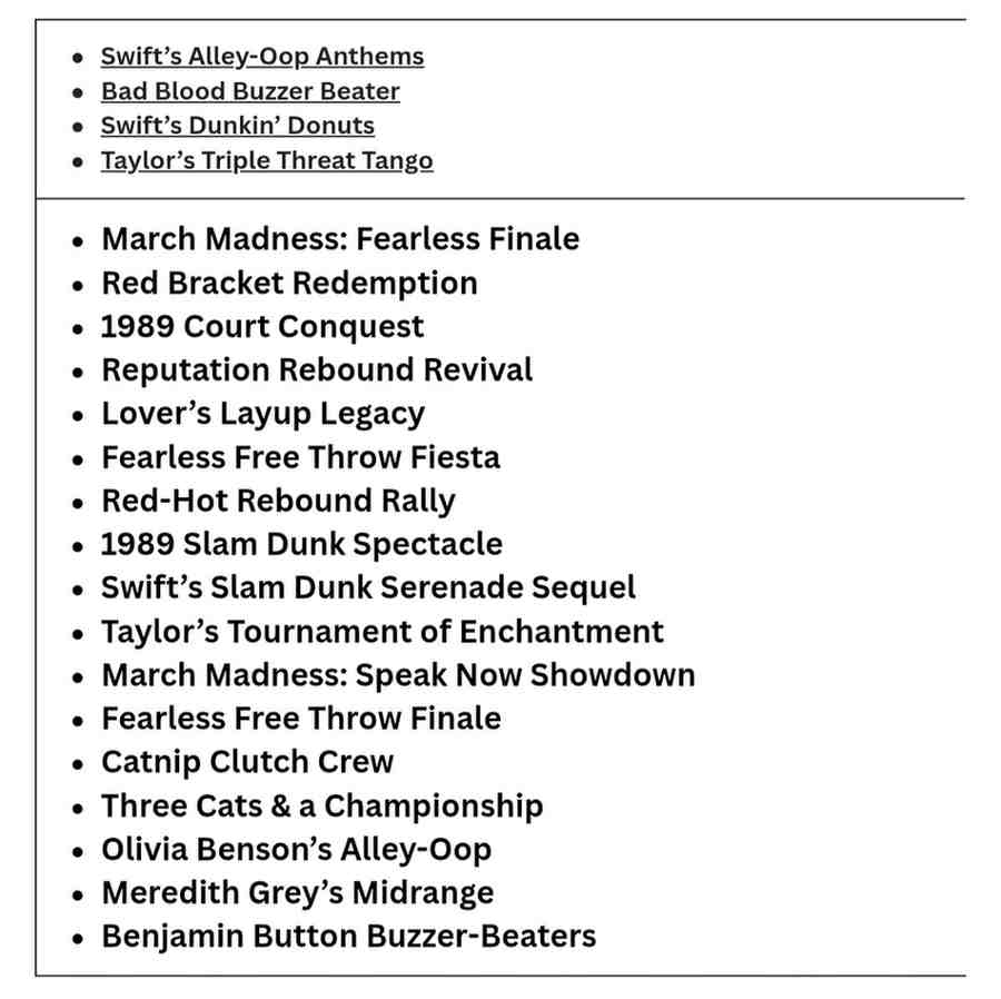 Bracket names related to Taylor Swift
