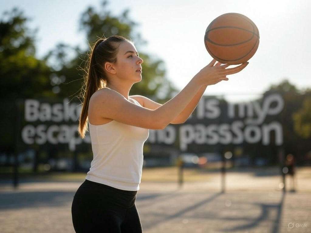 A girl playing basketball